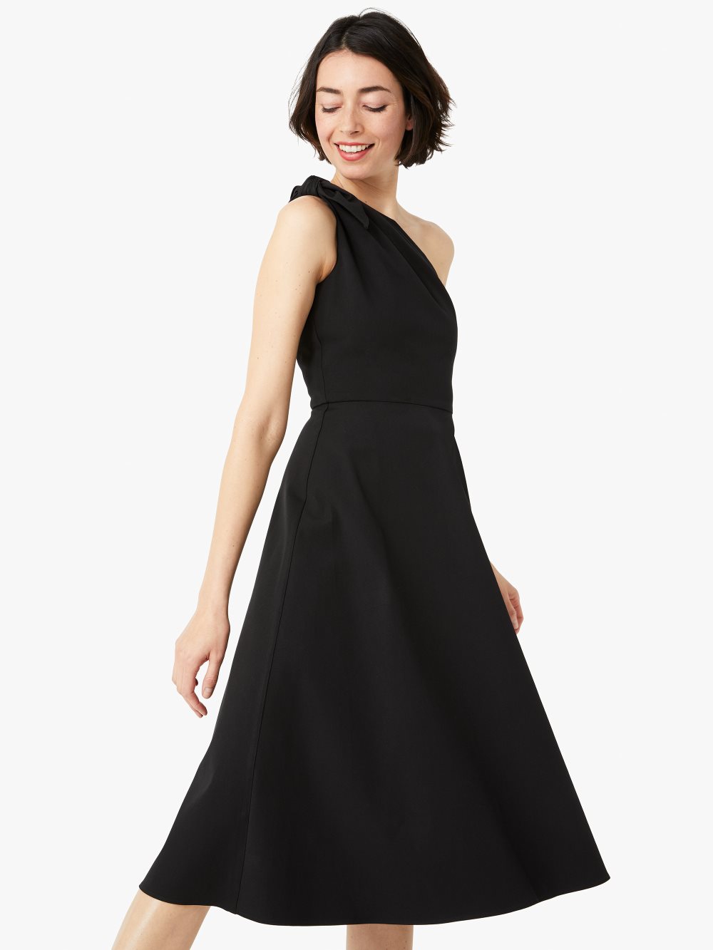 Women's black twill one-shoulder dress | Kate Spade