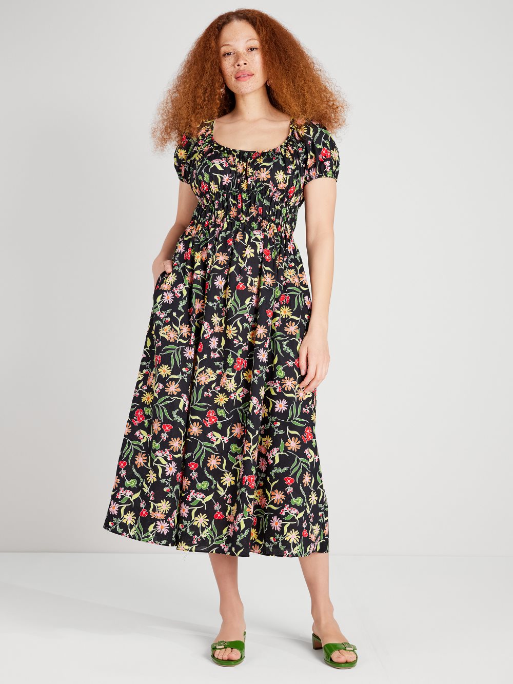 Women's  black multi.  rooftop garden floral riviera dress | Kate Spade