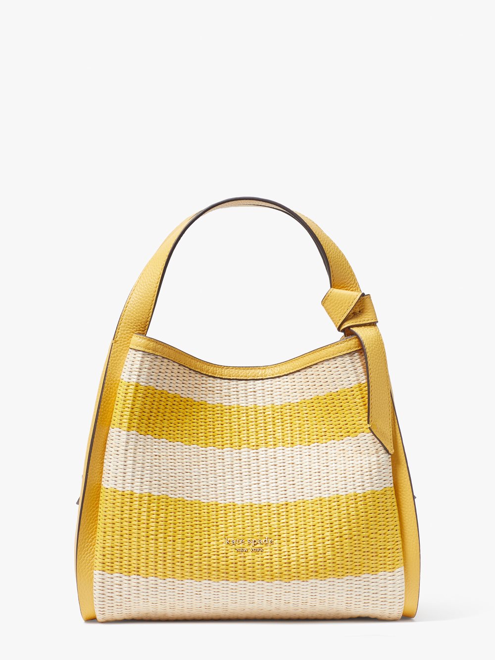 Women's morning light multi knott striped straw medium crossbody tote | Kate Spade