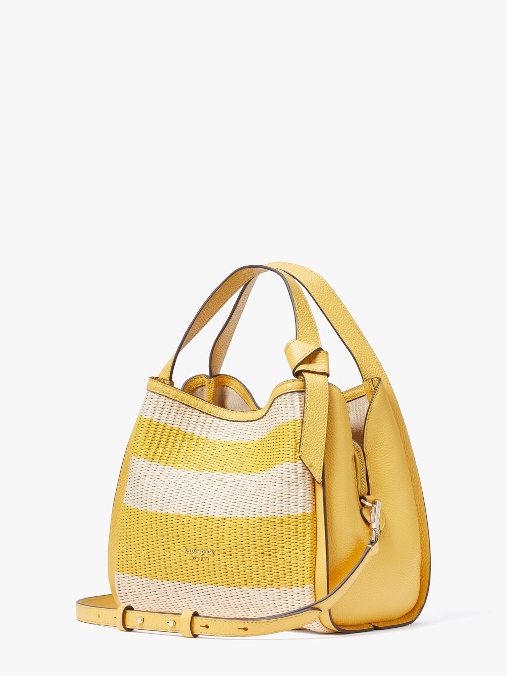 Women's morning light multi knott striped straw medium crossbody tote | Kate Spade