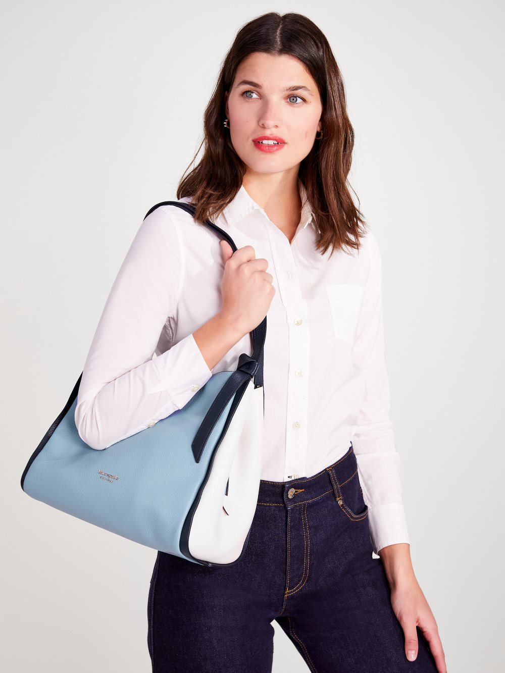 Women's morning sky multi knott colorblocked large shoulder bag | Kate Spade