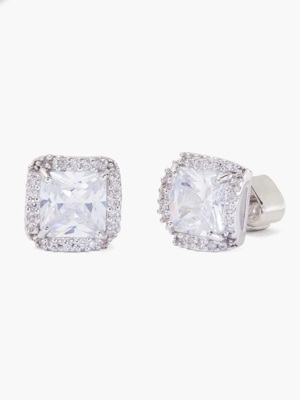 Women's "clear/silver" that sparkle princess cut large studs | Kate Spade