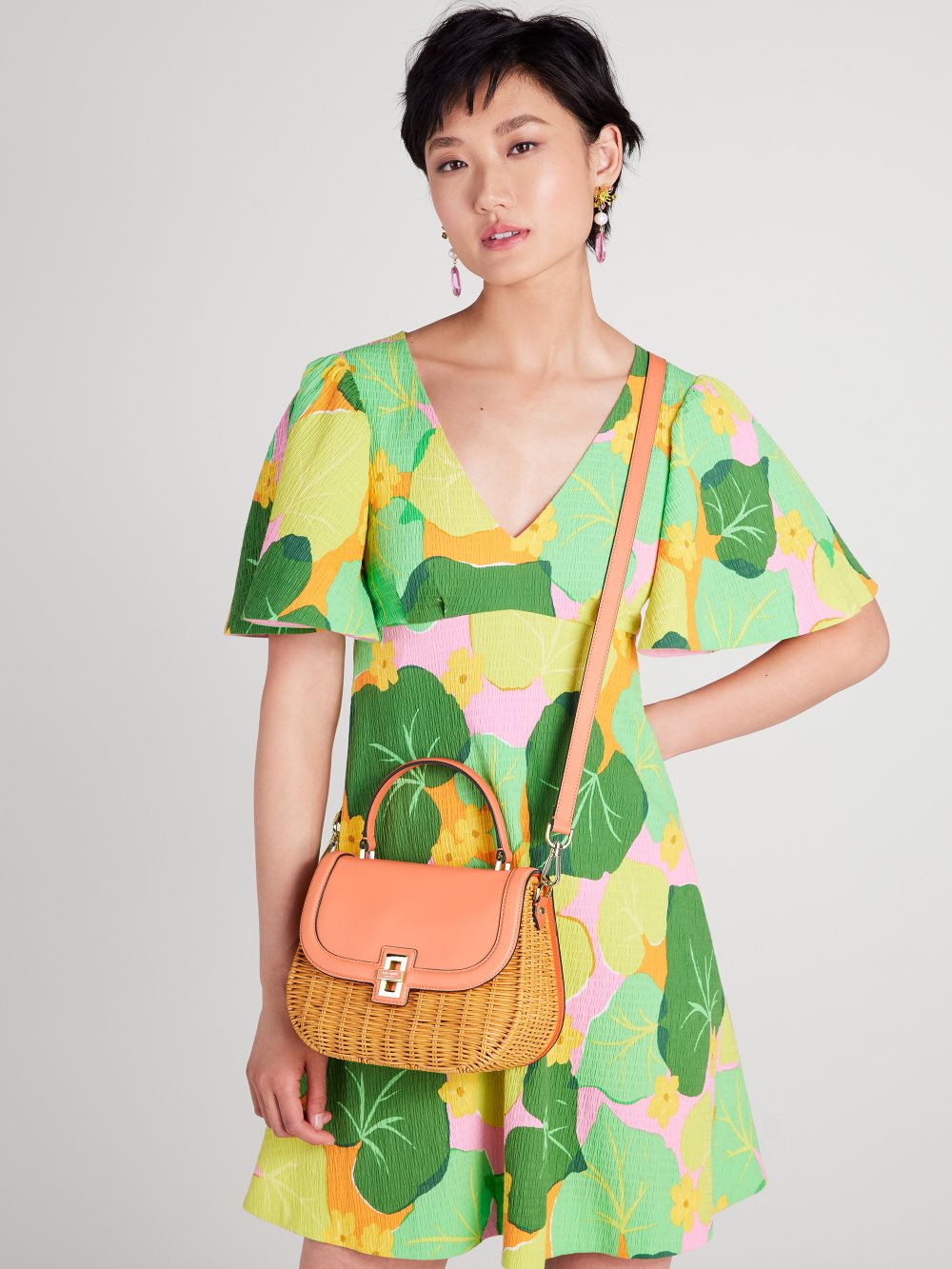 Women's pink moon multi gracie wicker medium top-handle bag | Kate Spade