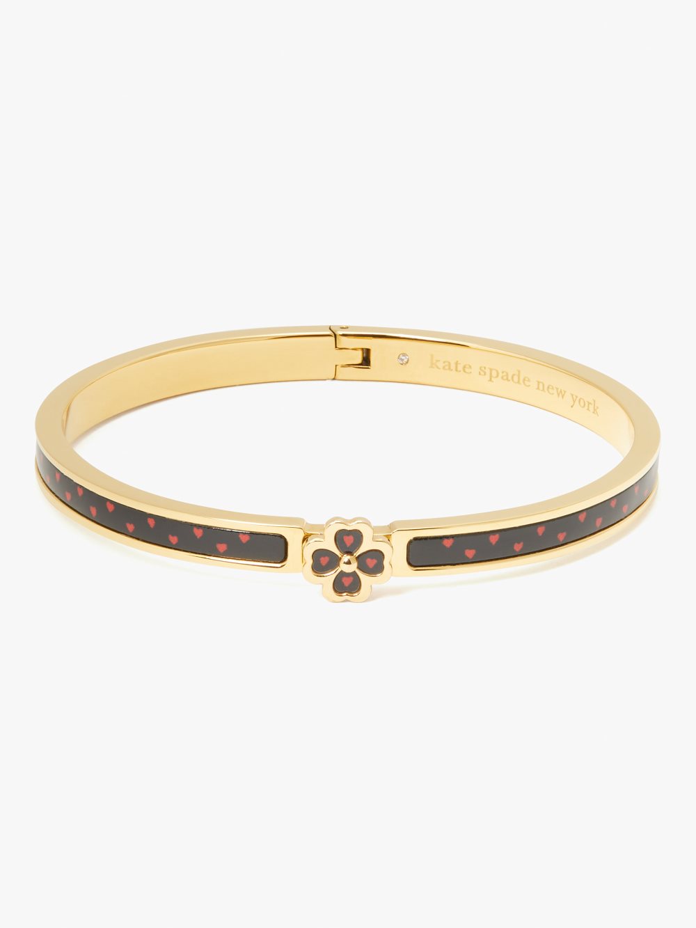 Women's black hearts heritage spade flower metal thin hinged bangle | Kate Spade