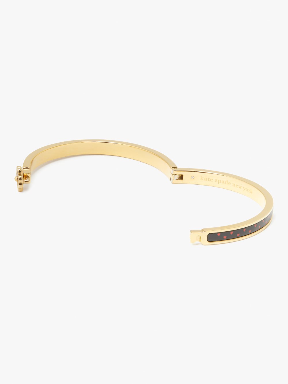Women's black hearts heritage spade flower metal thin hinged bangle | Kate Spade