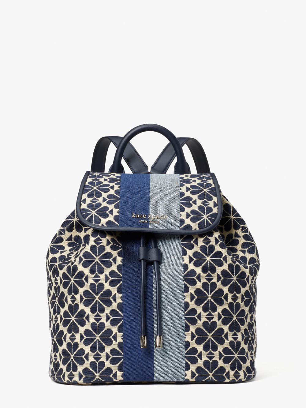 Women's blue multi spade flower jacquard stripe sinch medium flap backpack | Kate Spade