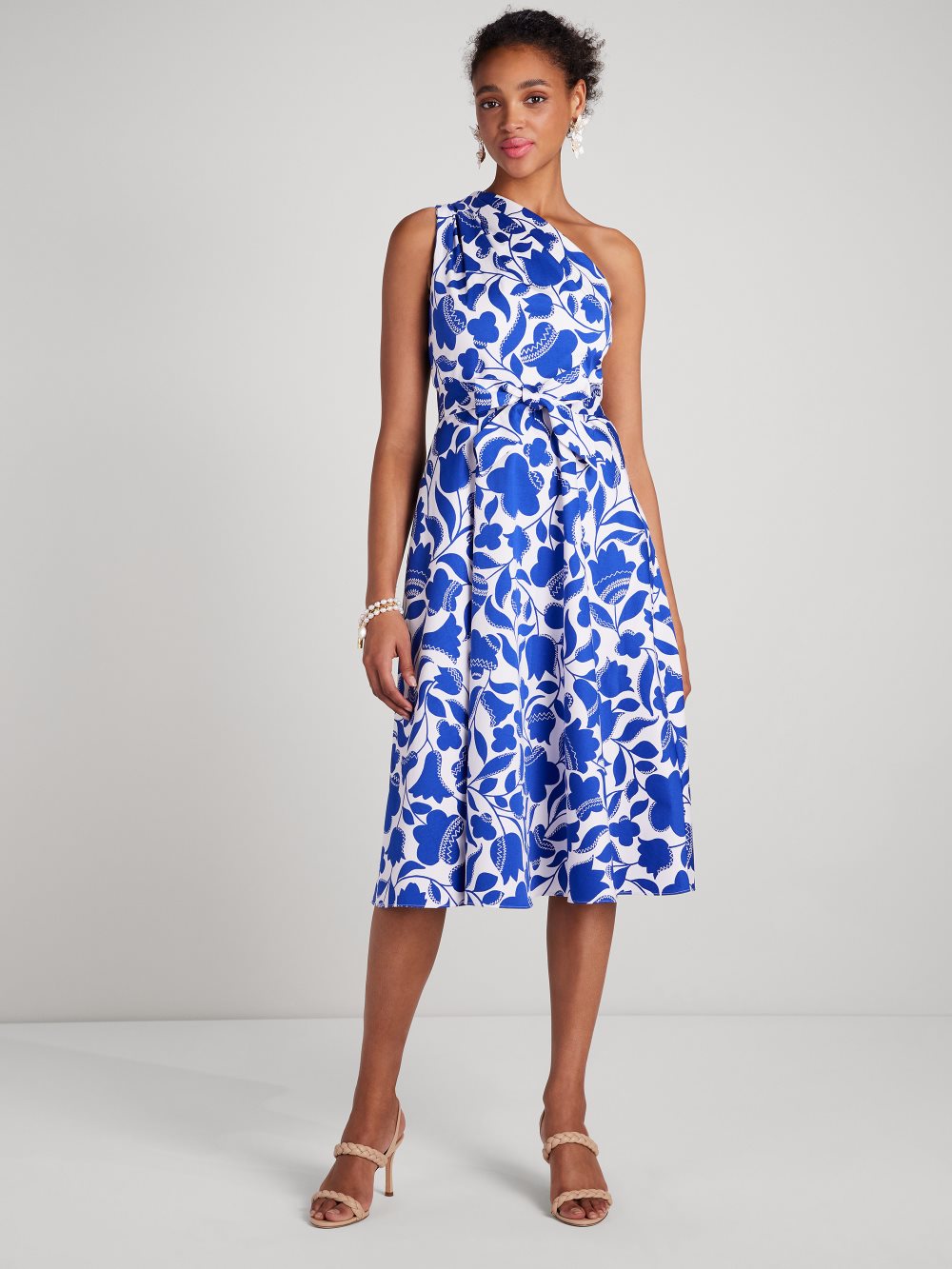 Women's blueberry zigzag floral belted sabrina dress | Kate Spade