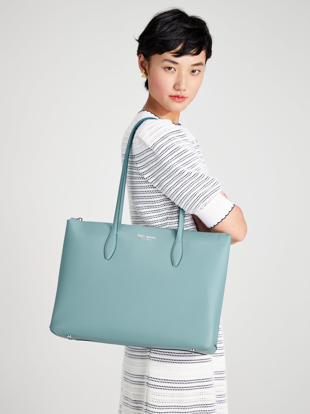 Women's agean teal all day large zip-top tote | Kate Spade