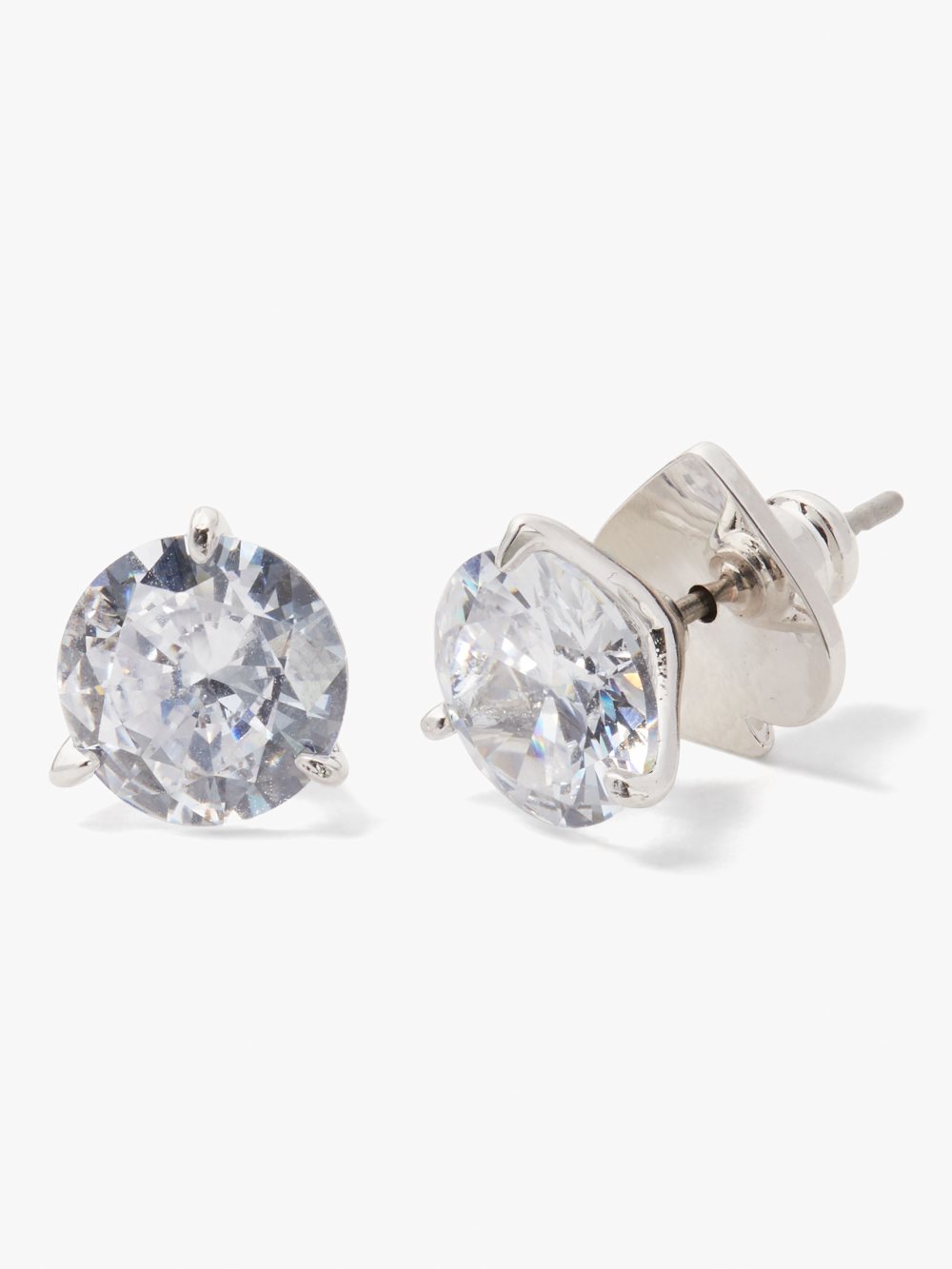 Women's clear/silver brilliant statements tri-prong studs | Kate Spade