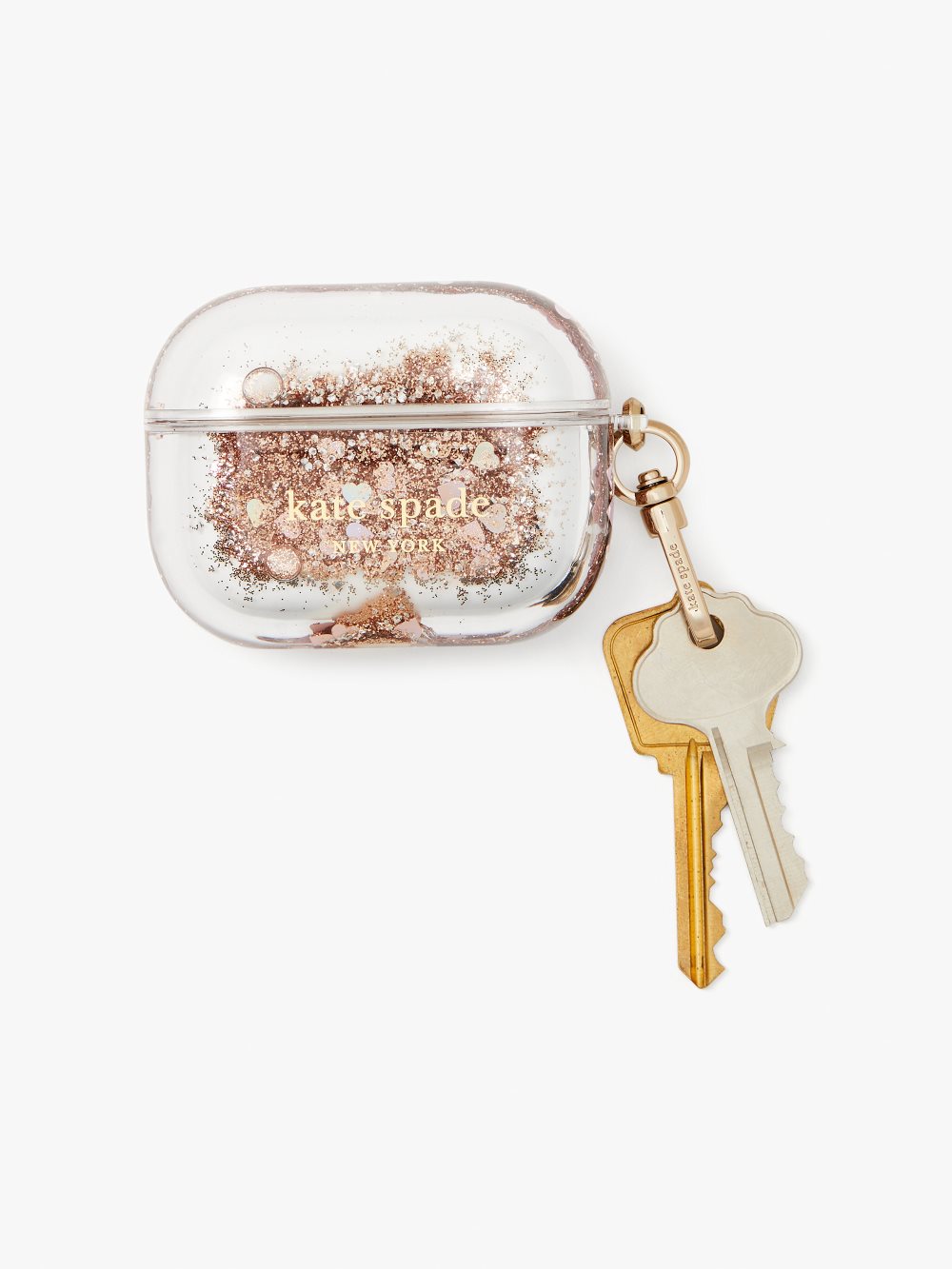 Women's rose gold multi. liquid glitter airpods case | Kate Spade