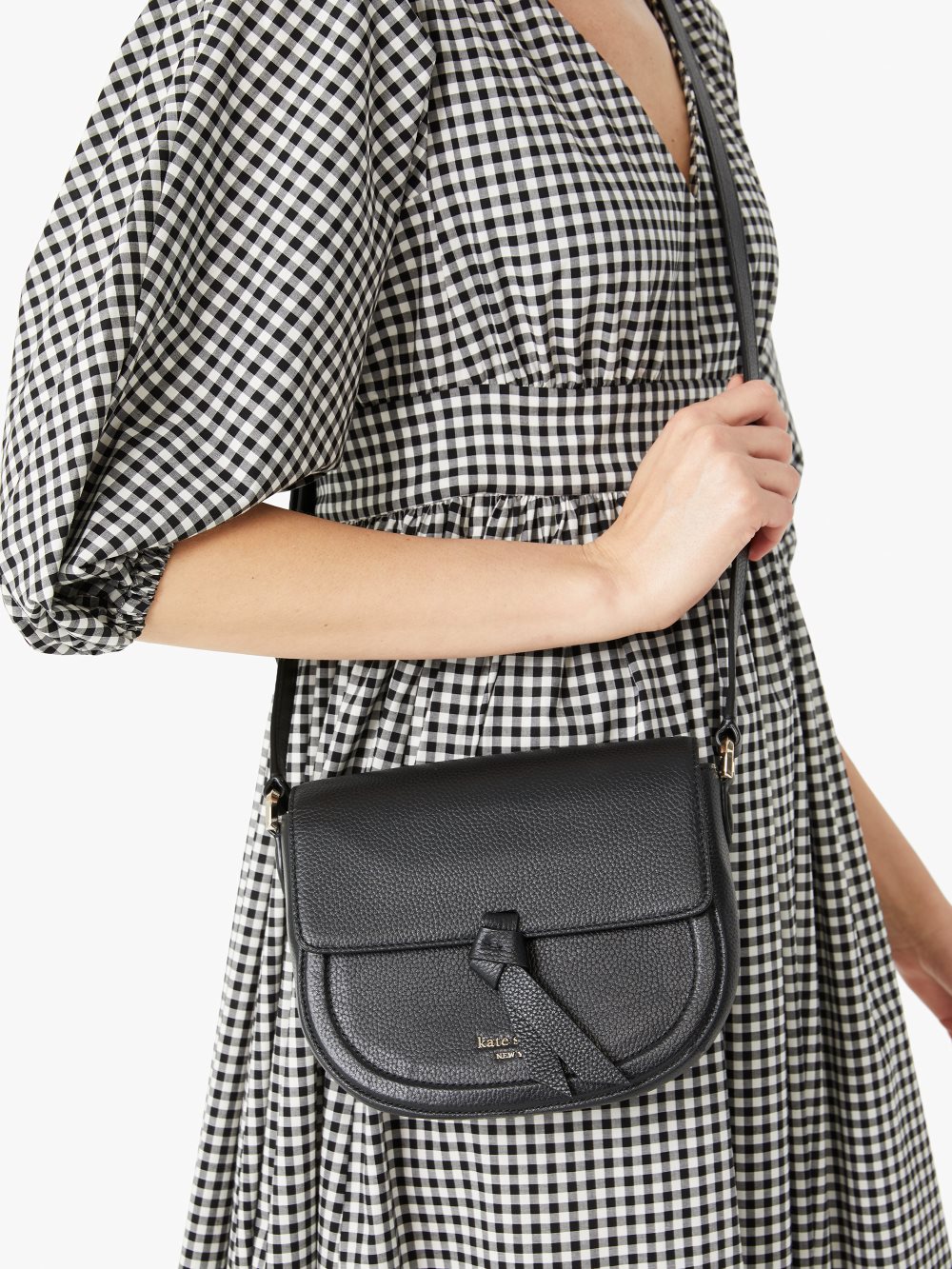 Women's black knott medium saddle bag | Kate Spade