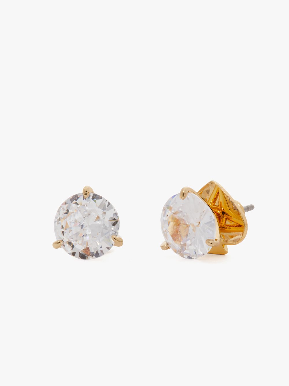 Women's clear/gold brilliant statements tri-prong studs | Kate Spade