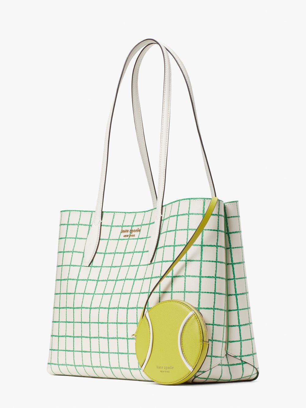 Women's parchment multi all day tennis check large tote | Kate Spade