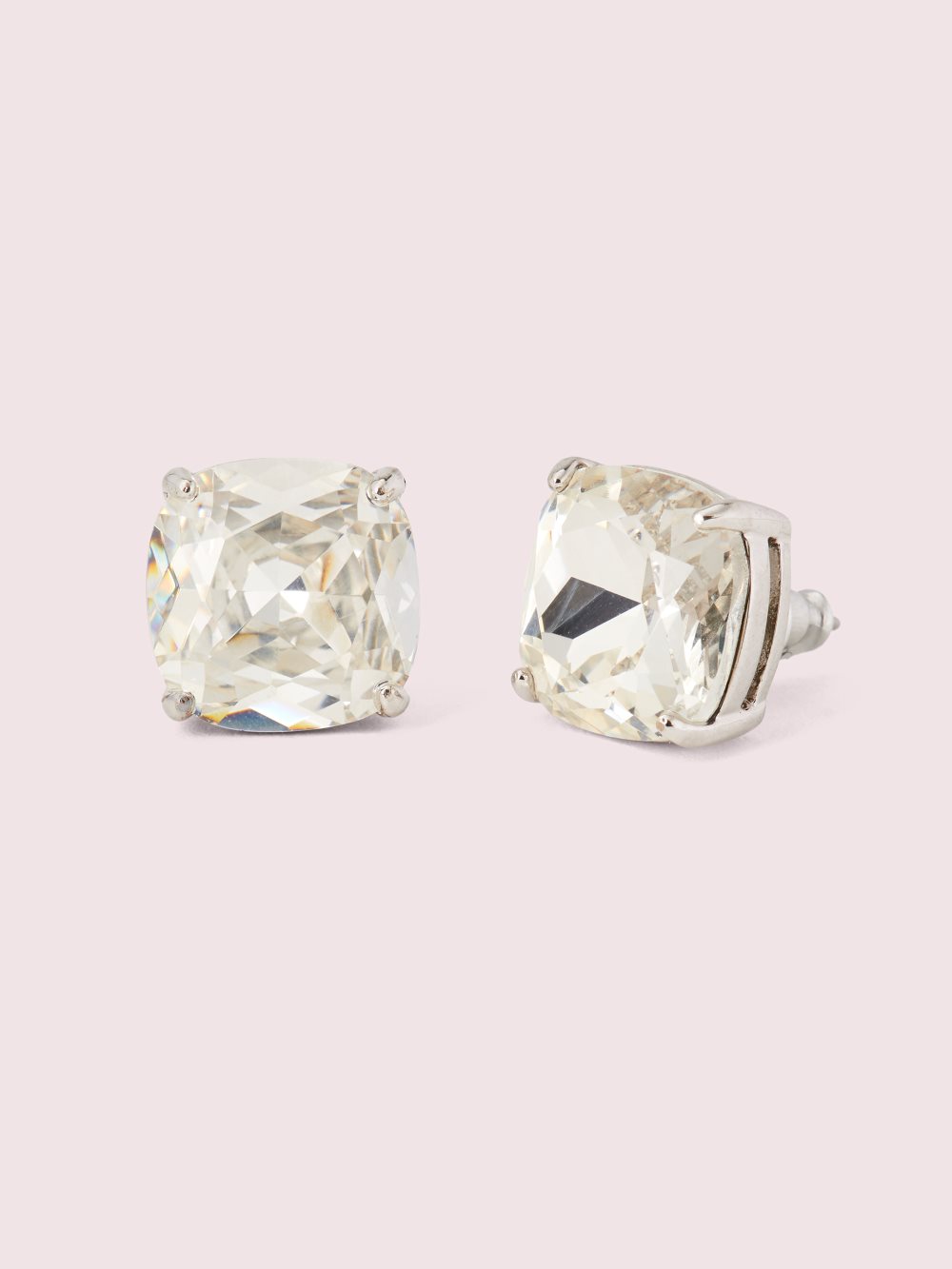 Women's clear/silver small square studs | Kate Spade