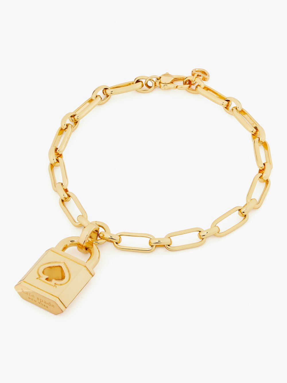 Women's gold. lock and spade charm bracelet | Kate Spade