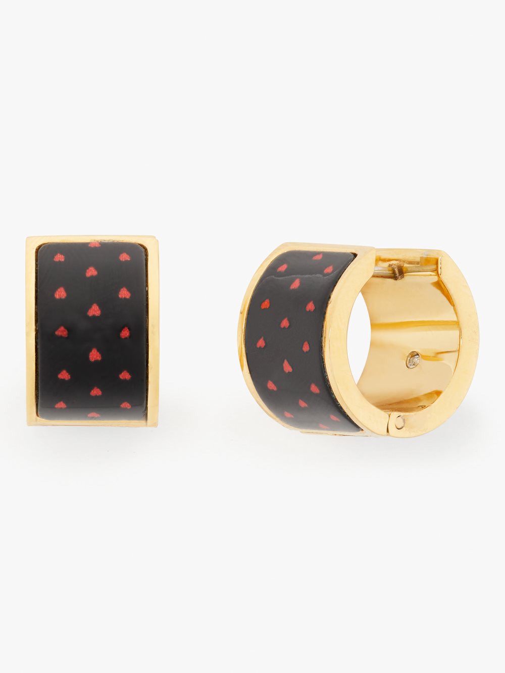 Women's black hearts heritage spade flower huggies | Kate Spade