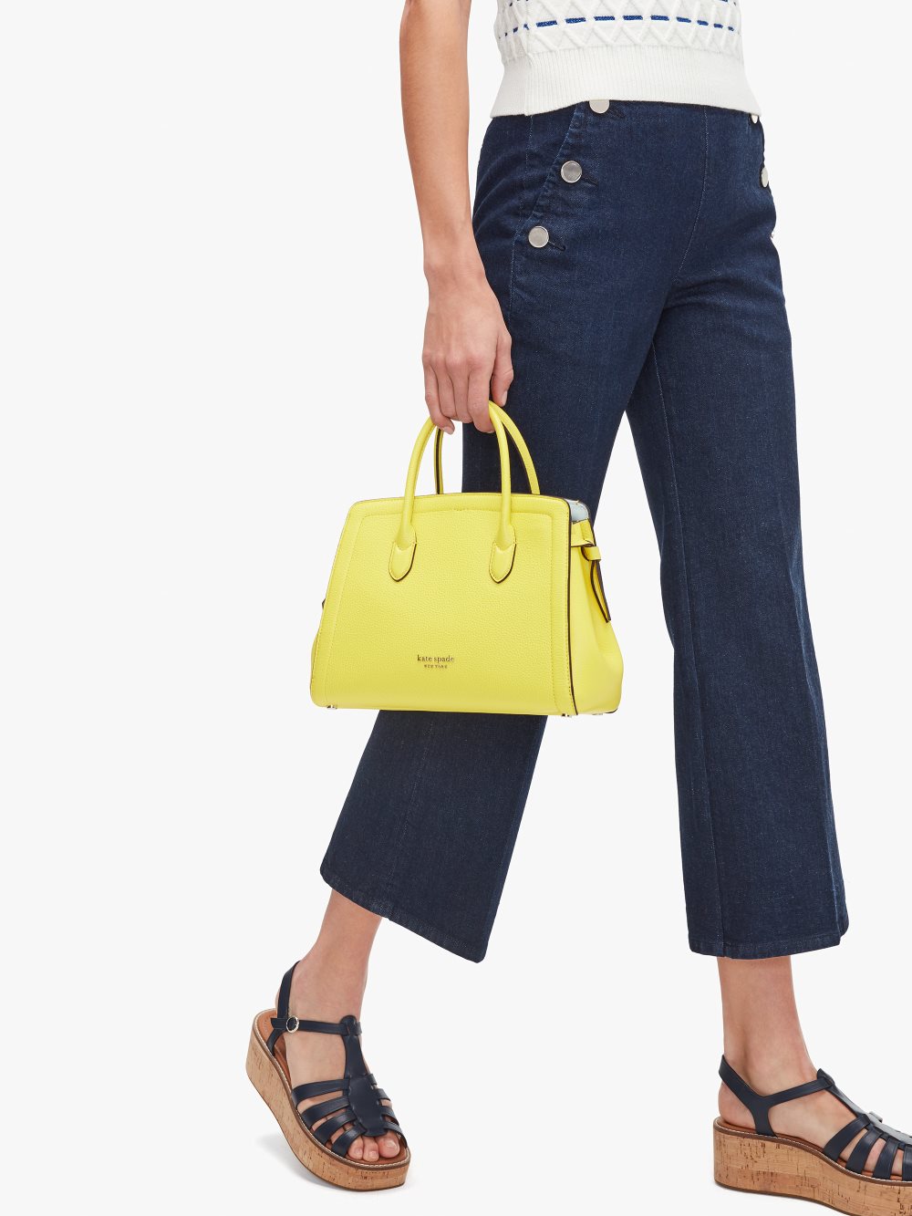 Women's yellow sesame knott medium satchel | Kate Spade