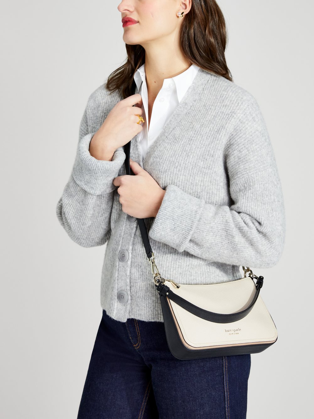 Women's parchment multi hudson colorblocked medium convertible crossbody | Kate Spade