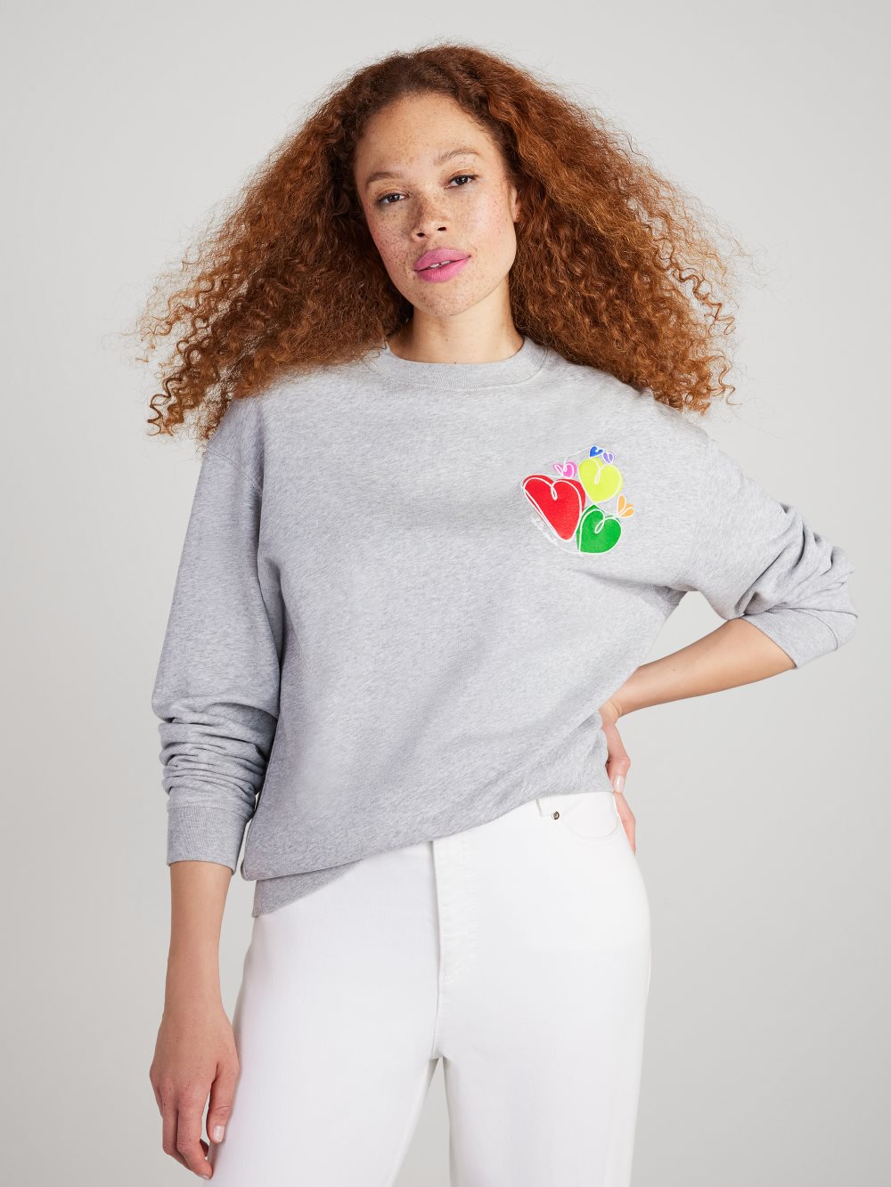 Women's grey melange. hearts sweatshirt | Kate Spade