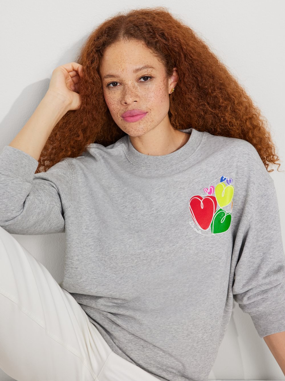 Women's grey melange. hearts sweatshirt | Kate Spade