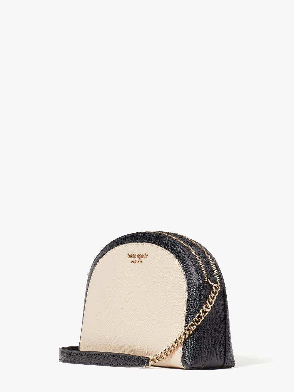 Women's warm beige/black spencer double-zip dome crossbody | Kate Spade