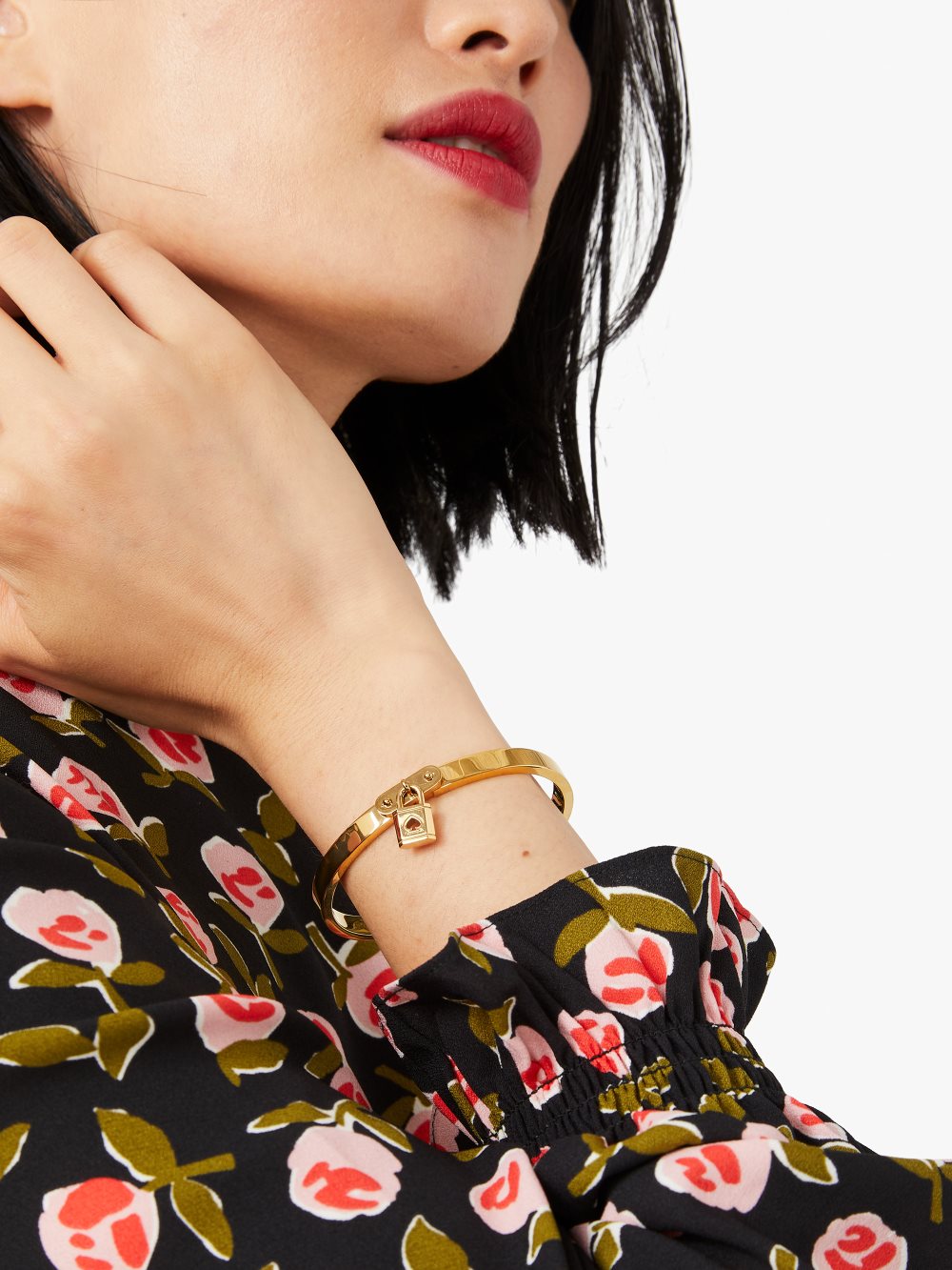 Women's gold. lock and spade charm bangle | Kate Spade