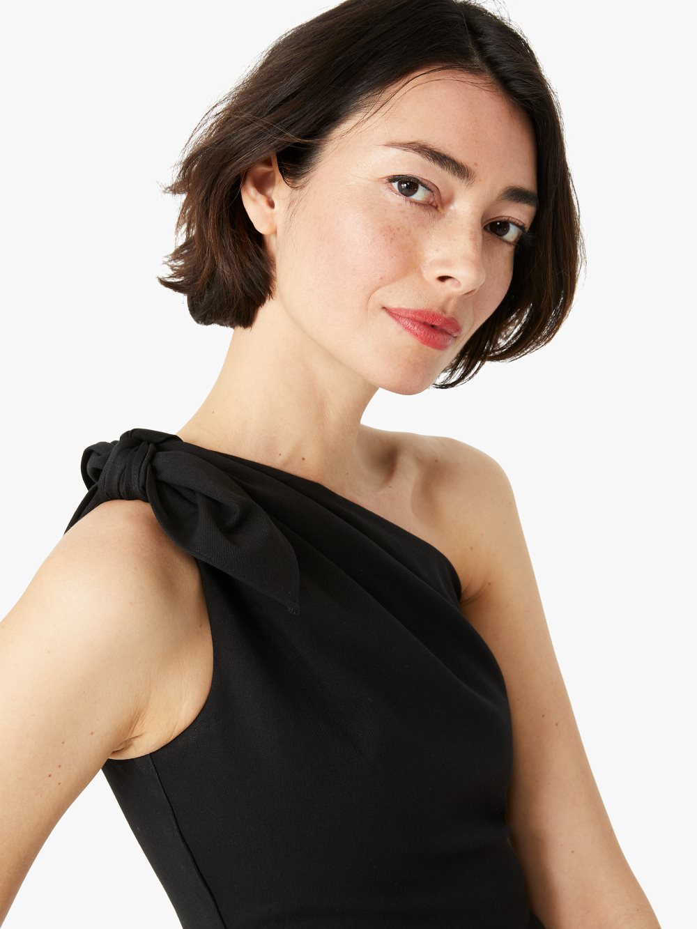 Women's black twill one-shoulder dress | Kate Spade