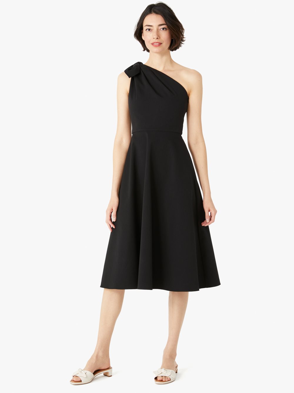 Women's black twill one-shoulder dress | Kate Spade