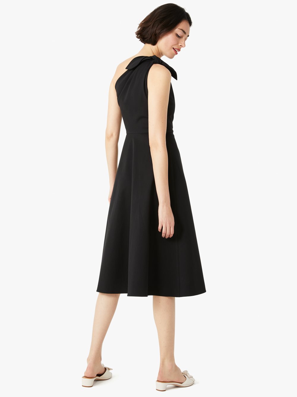 Women's black twill one-shoulder dress | Kate Spade