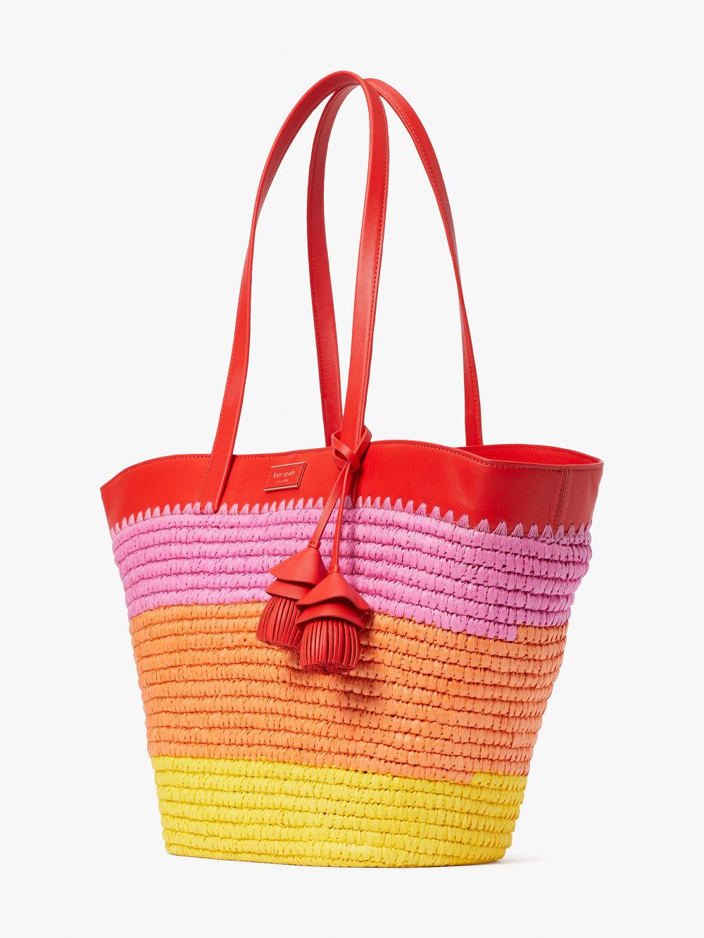 Women's pink multi the pier striped straw medium tote | Kate Spade