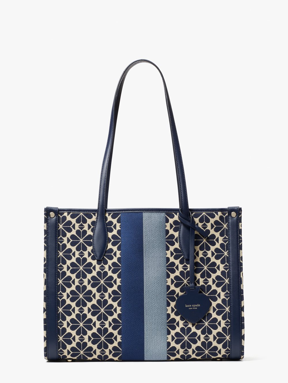 Women's blue multi spade flower jacquard stripe market medium tote | Kate Spade