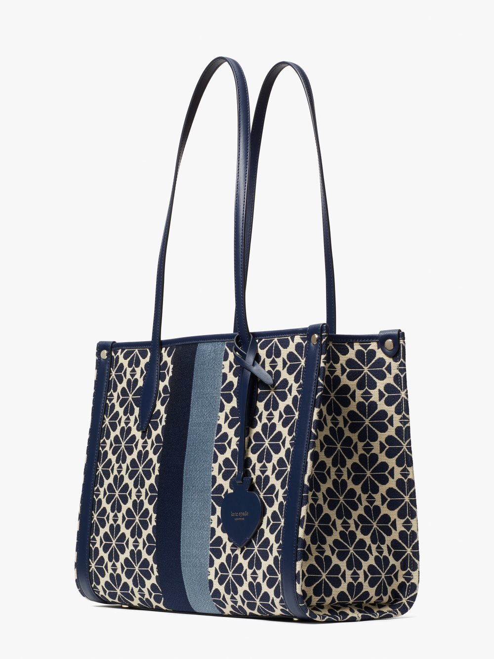 Women's blue multi spade flower jacquard stripe market medium tote | Kate Spade