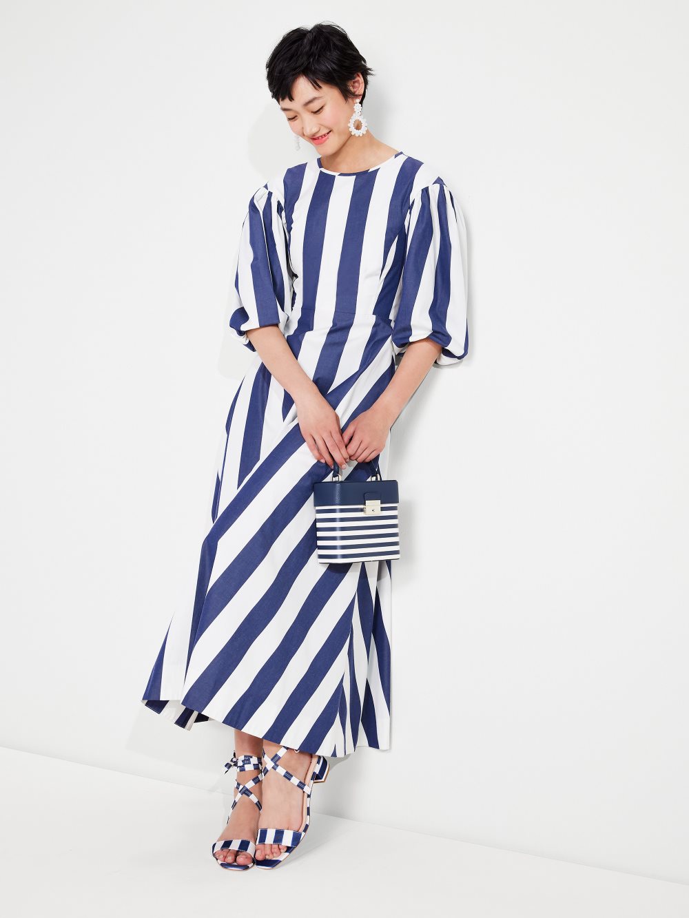 Women's  blazer blue  awning stripe tie-back maxi dress | Kate Spade