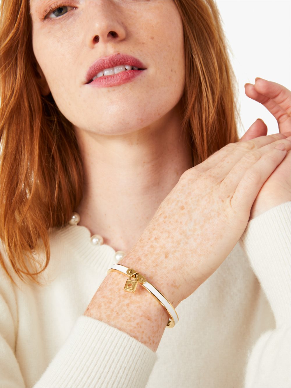 Women's white. lock and spade charm bangle | Kate Spade