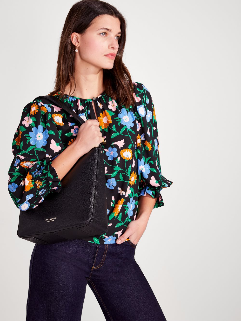 Women's black hudson large hobo bag | Kate Spade