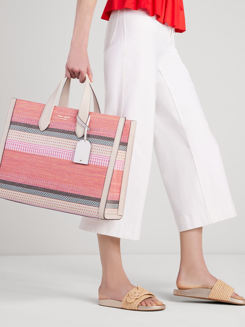 Women's pink multi manhattan striped large tote | Kate Spade