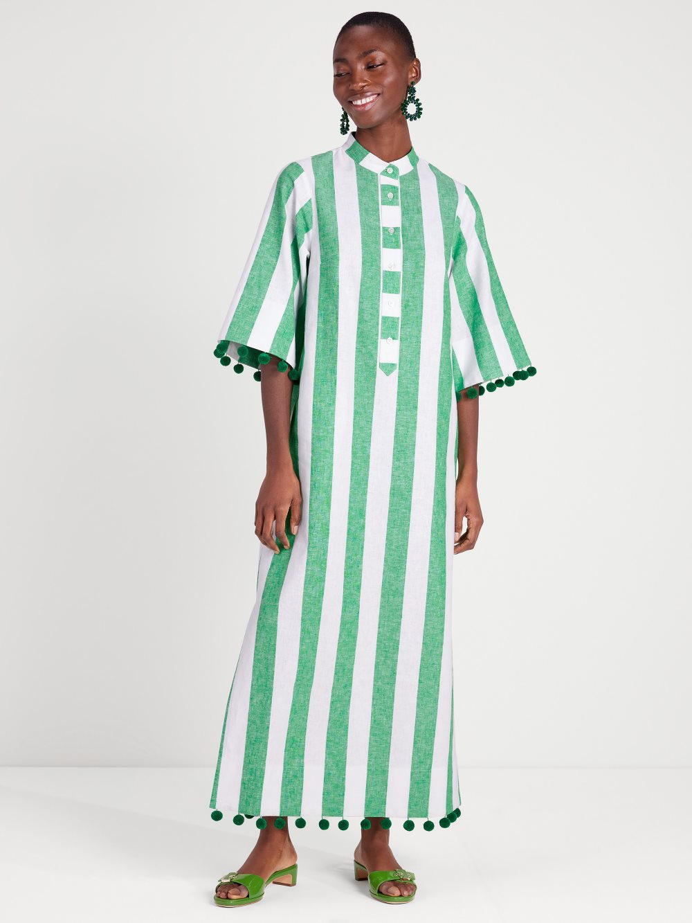 Women's  pesto  awning stripe pom-pom tunic | Kate Spade