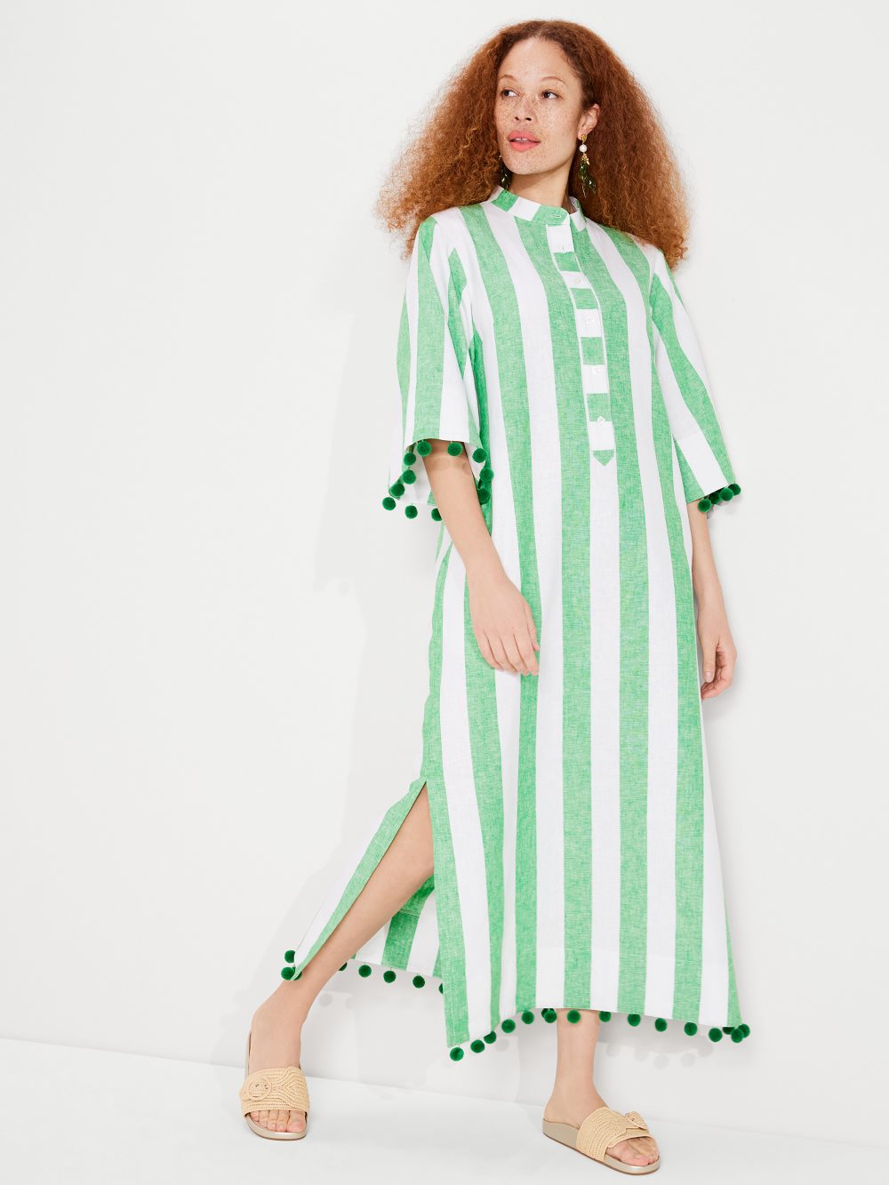 Women's  pesto  awning stripe pom-pom tunic | Kate Spade