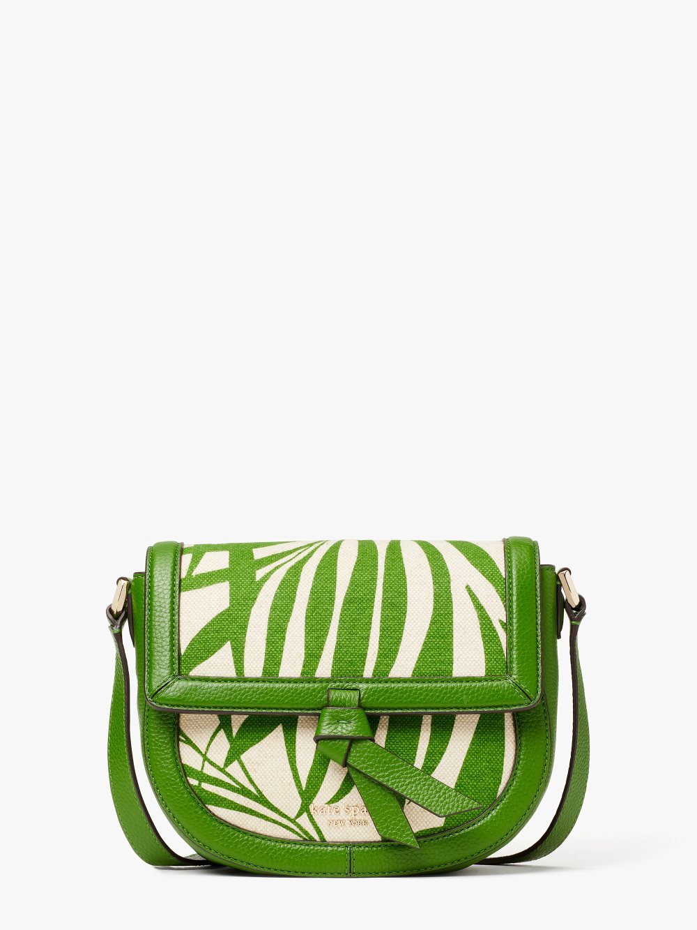 Women's bitter greens multi knott palm canvas medium saddle bag | Kate Spade