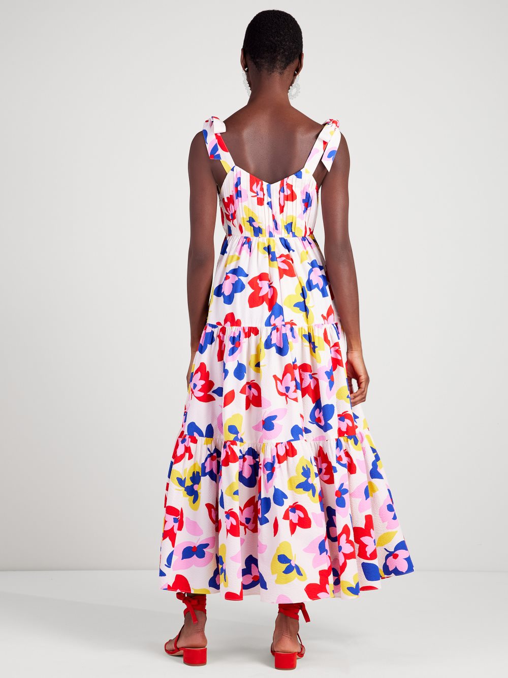 Women's cream multi summer flowers tiered dress | Kate Spade