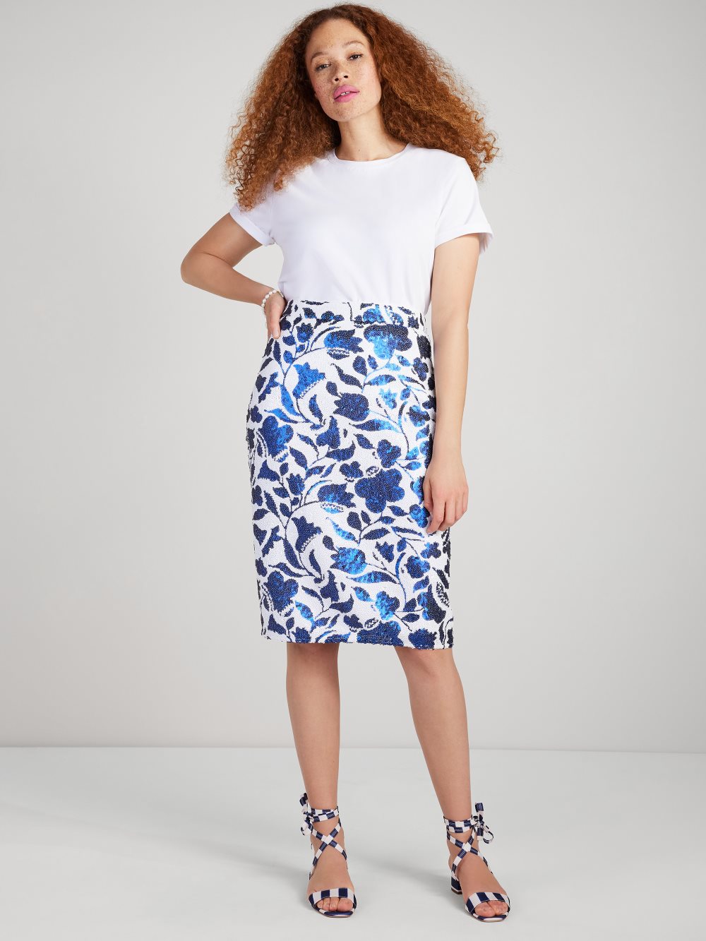 Women's blueberry zigzag floral sequin skirt | Kate Spade