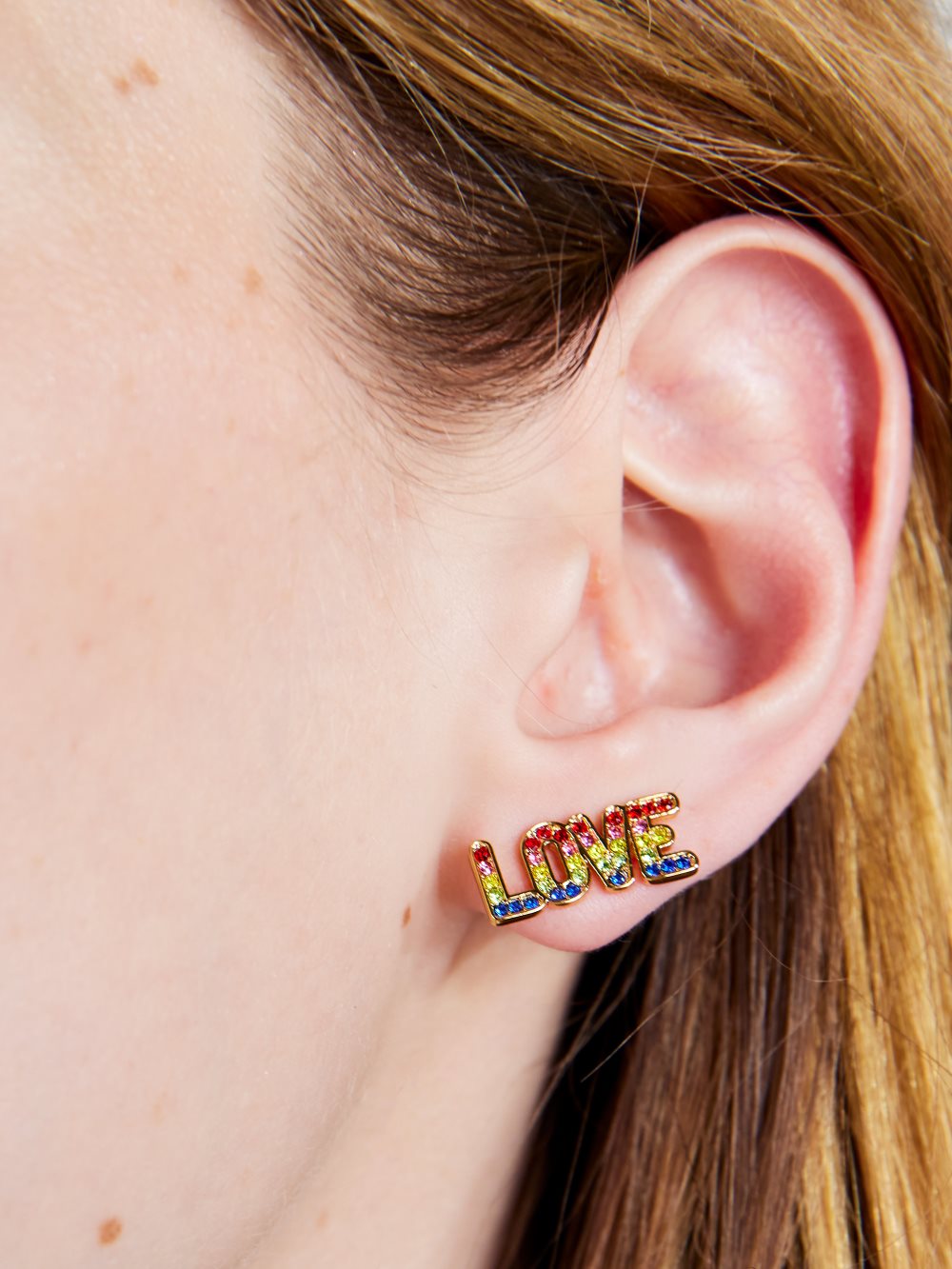 Women's multi rainbow love asymmetrical studs | Kate Spade