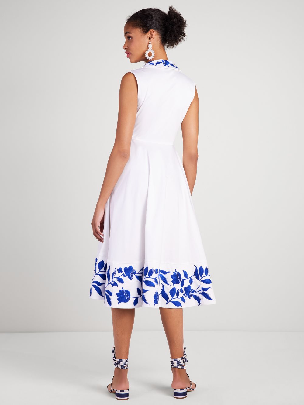Women's fresh white embroidered zigzag floral midi dress | Kate Spade