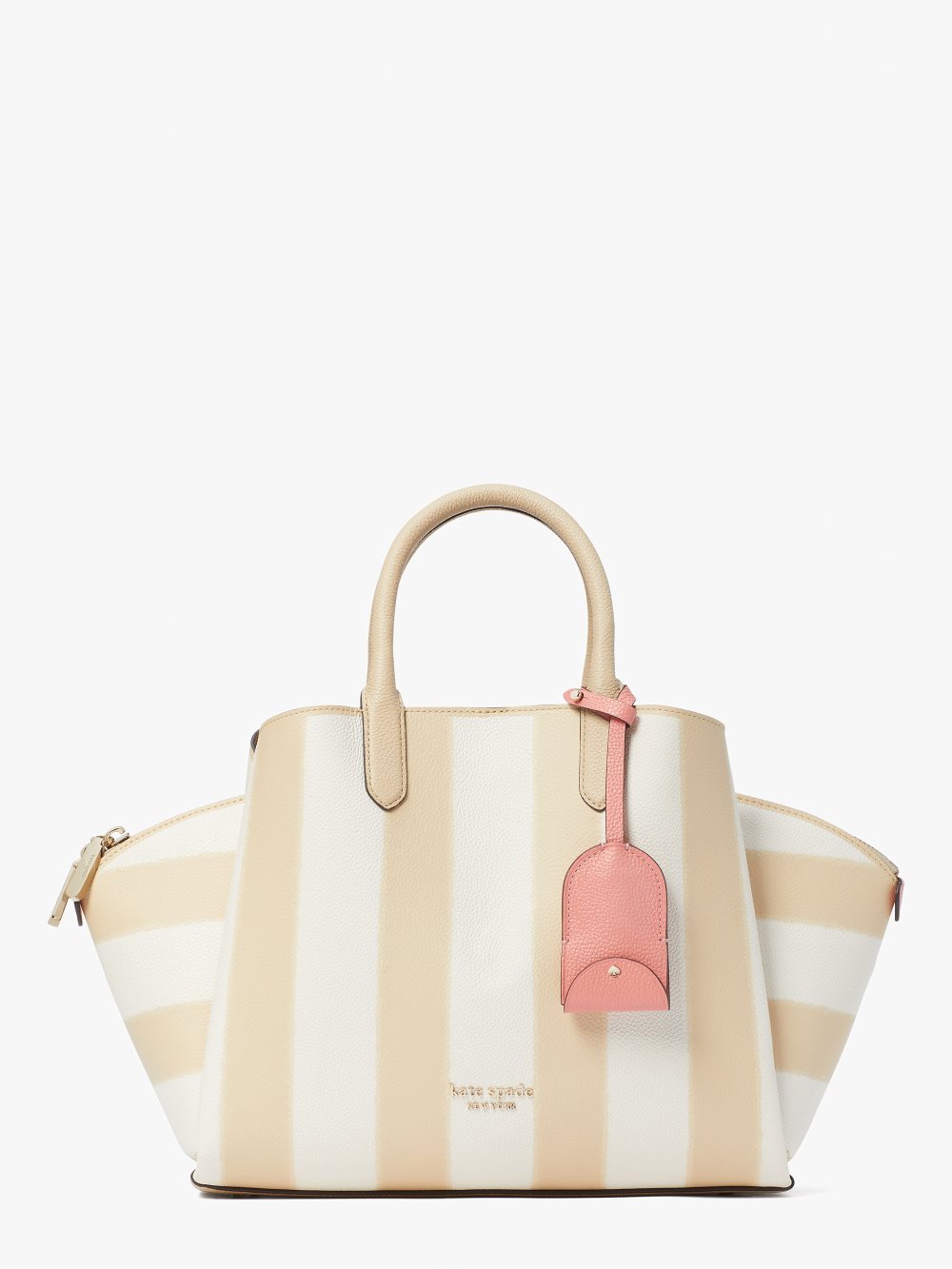 Women's warm stone multi avenue awning stripe medium satchel | Kate Spade