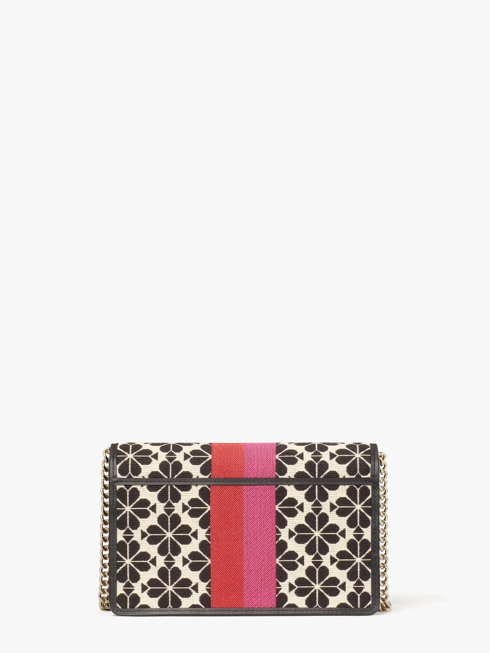 Women's cream multi spade flower jacquard stripe chain wallet | Kate Spade