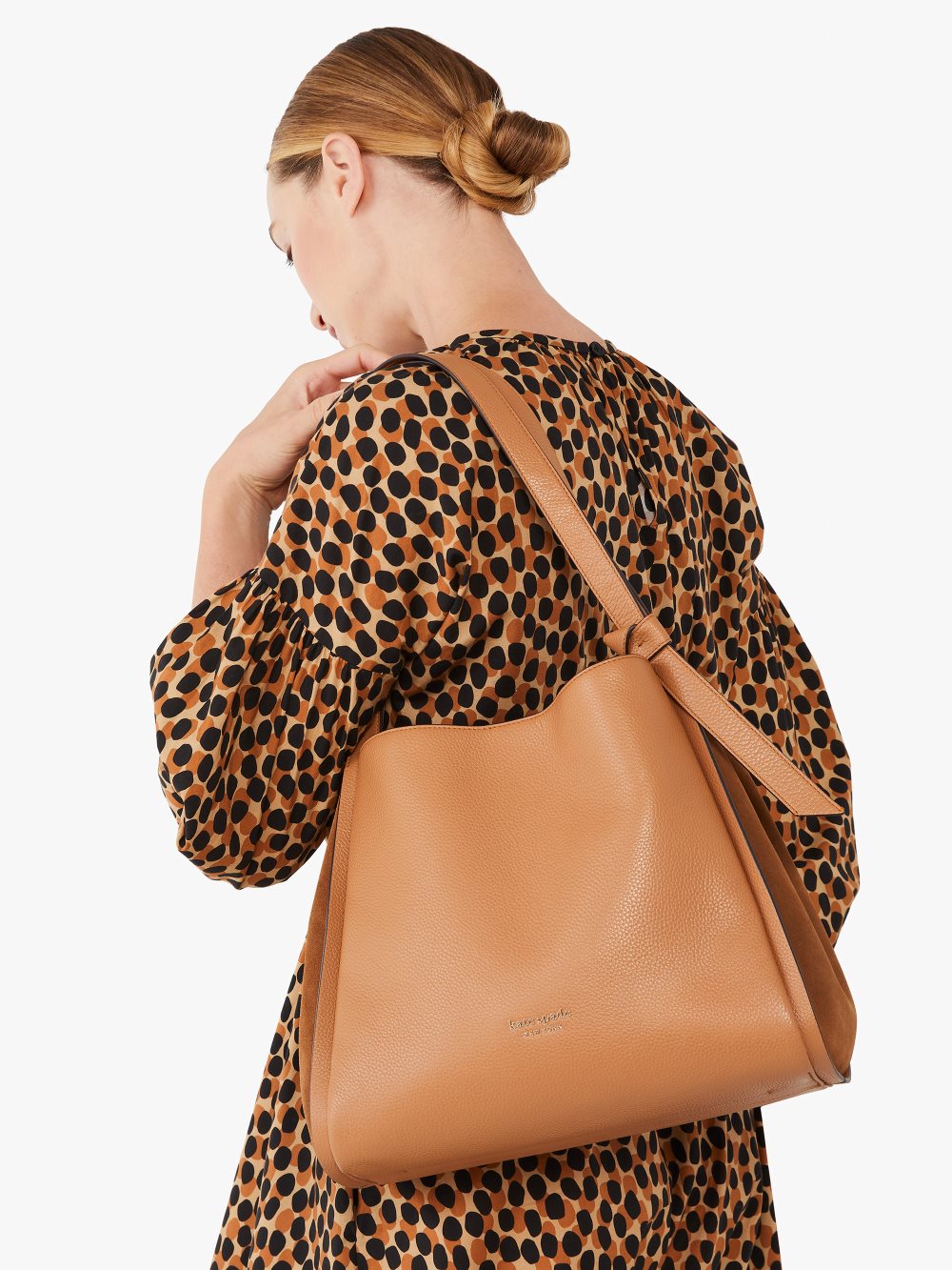 Women's bungalow knott pebbled leather & suede large shoulder bag | Kate Spade