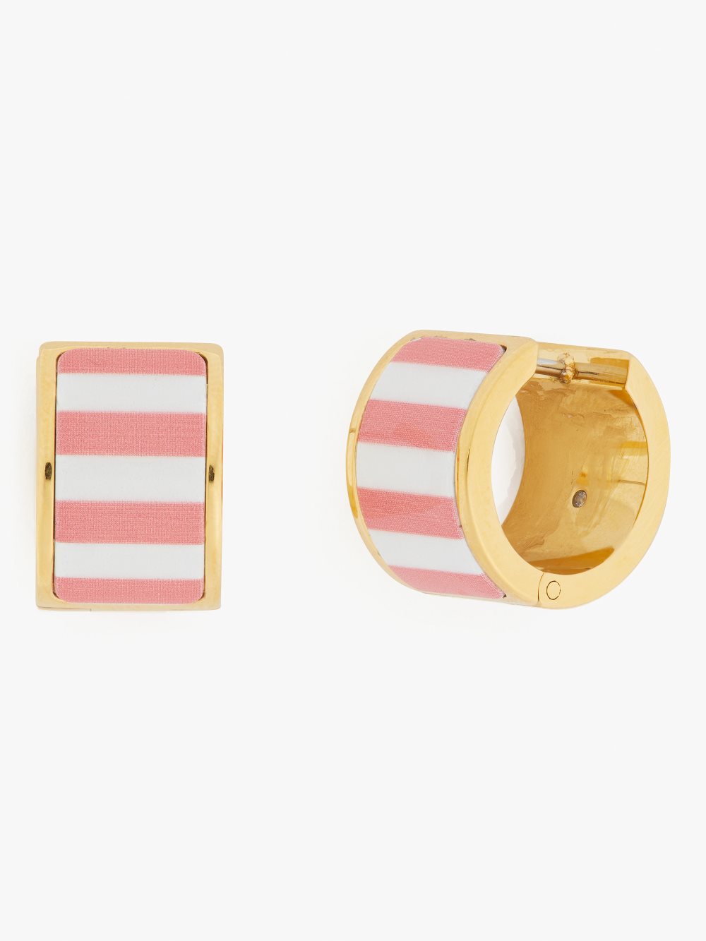 Women's coral lipstick heritage spade flower huggies | Kate Spade