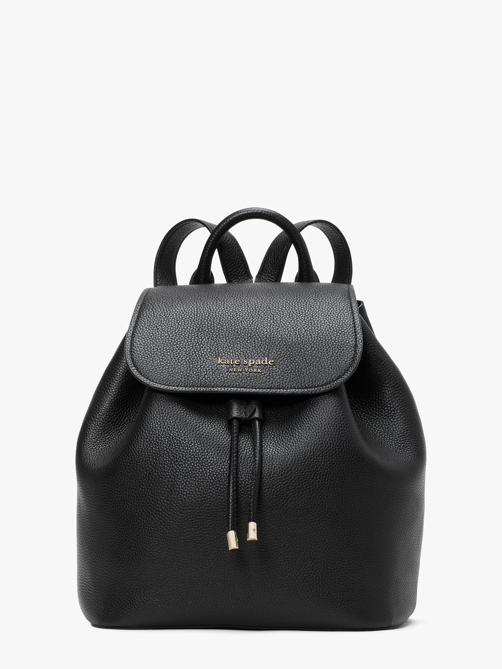 Women's black sinch pebbled leather medium flap backpack | Kate Spade