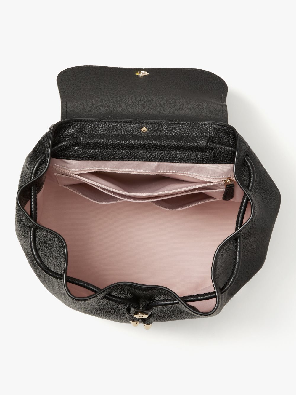 Women's black sinch pebbled leather medium flap backpack | Kate Spade