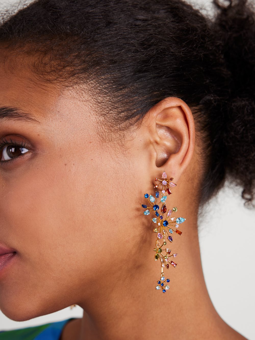Women's multi Firework Floral Statement Linear Earrings | Kate Spade